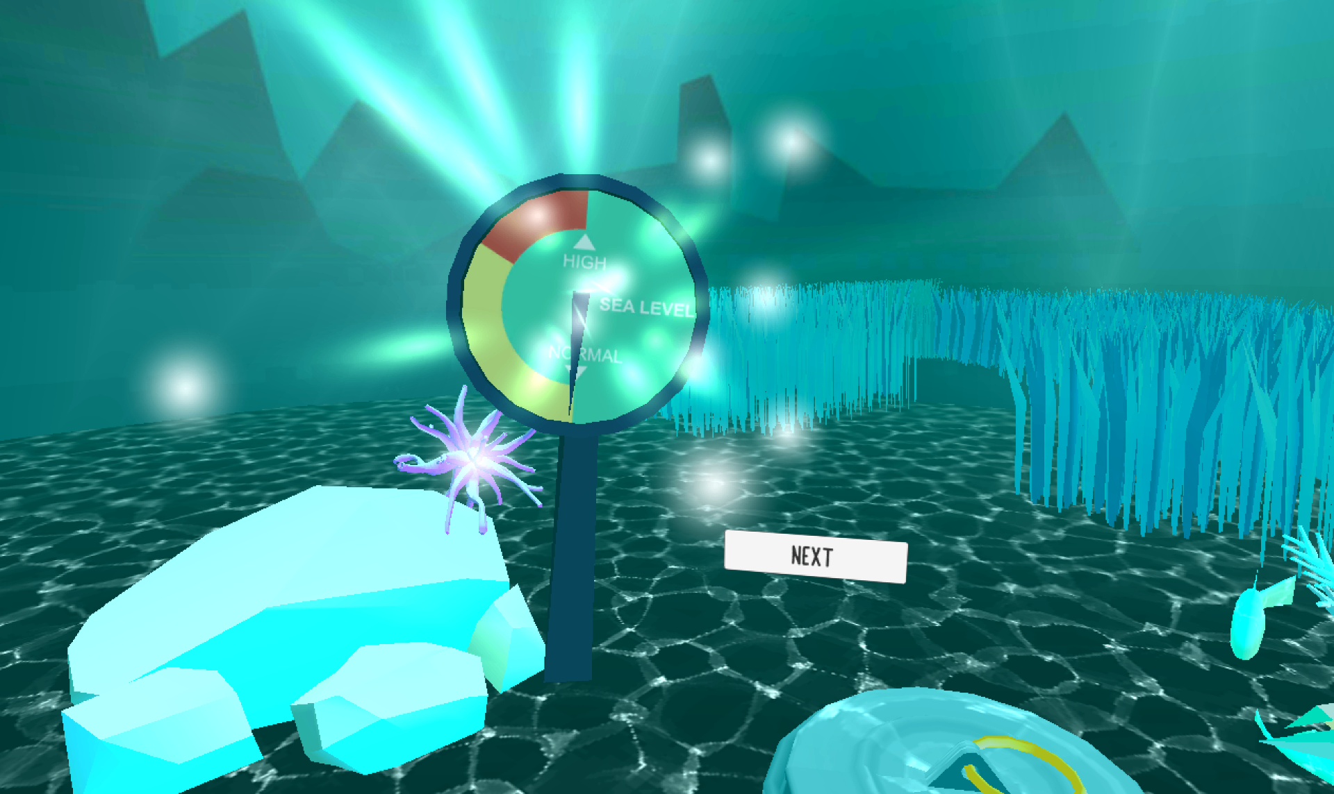 Underwater scene from inside the SEAing Breath virtual environment