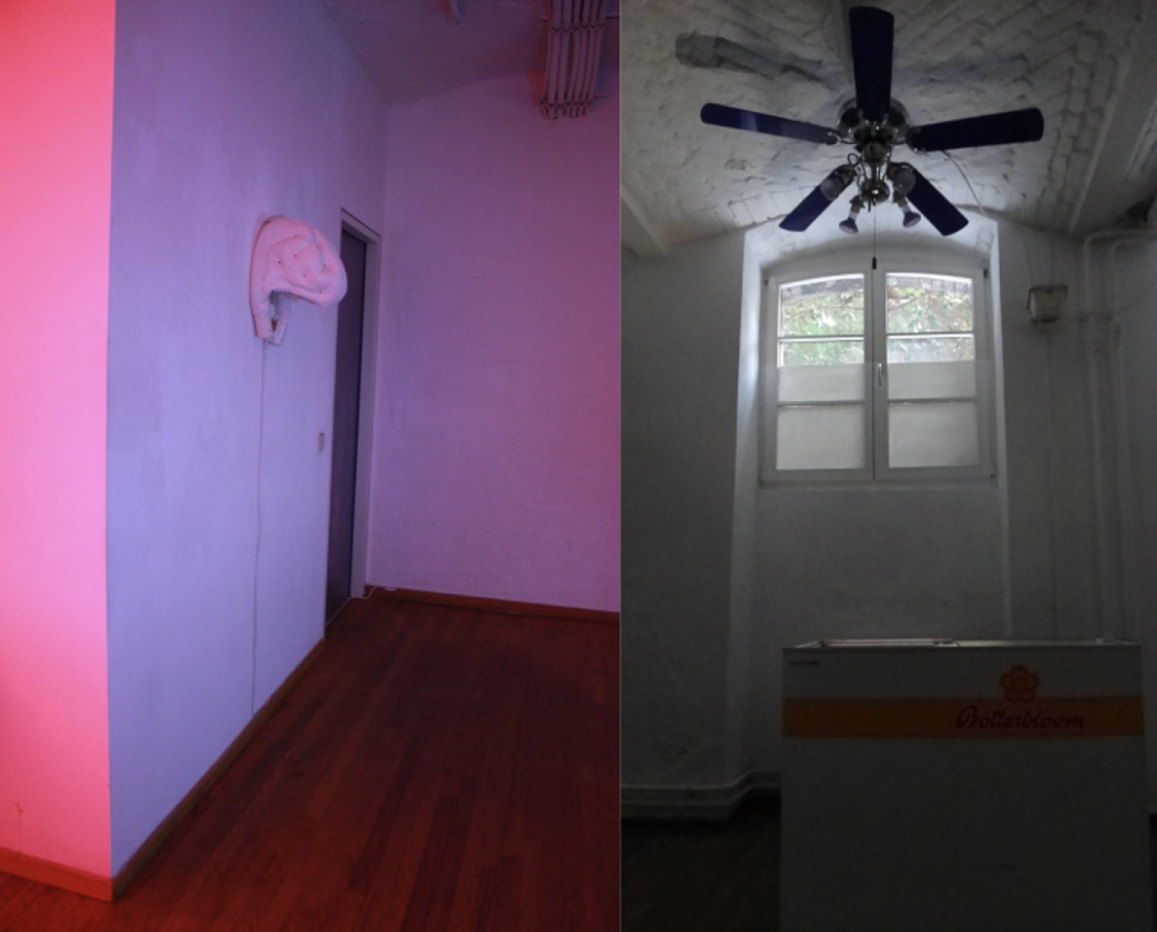 IN & OUT, 2004/2013 — hot room on the left and cold room on the right, Souterrain Berlin, 2013