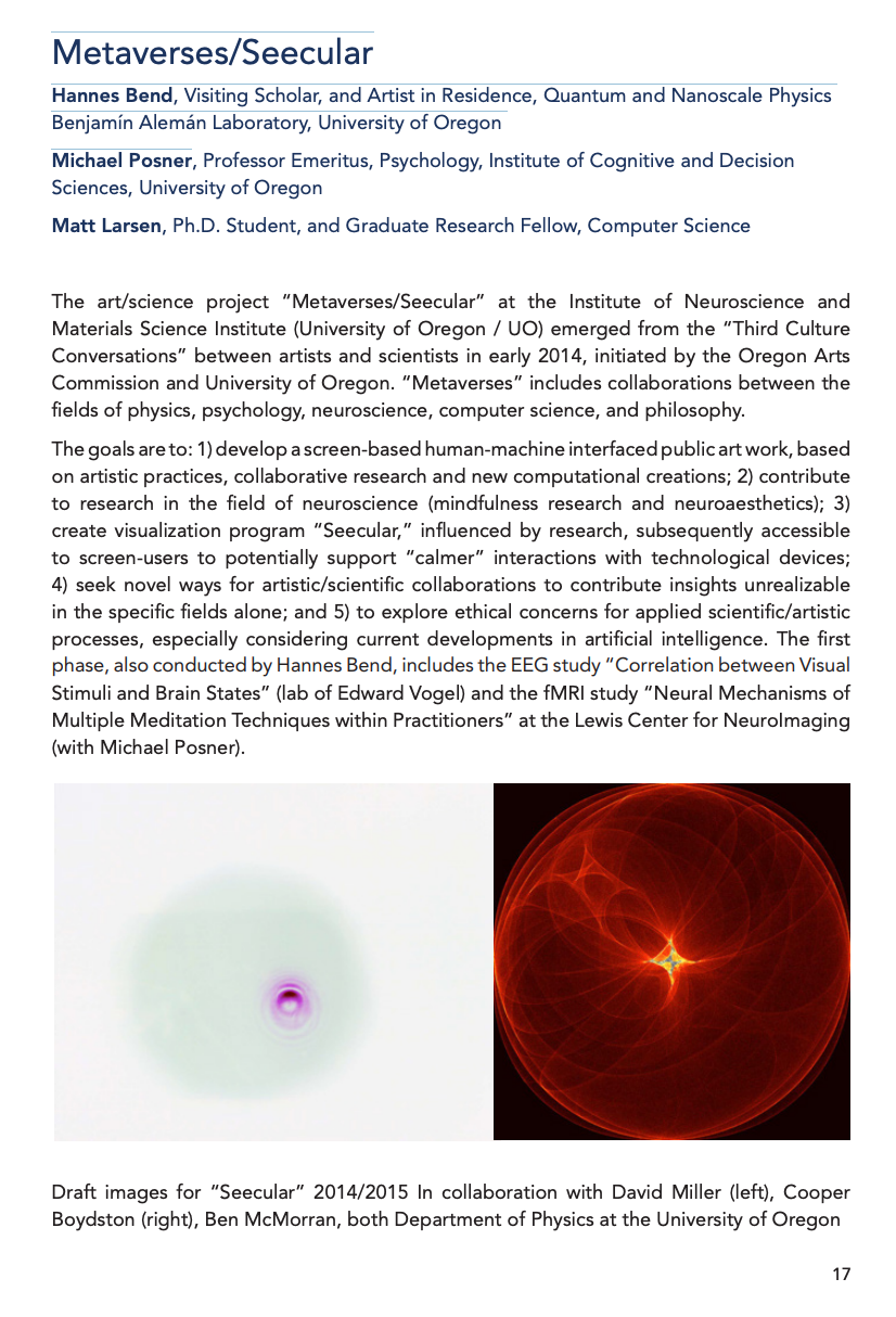 Draft visualizations for Seecular, 2014/2015 — collaboration with David Miller and Cooper Boydston, Ben McMorran, Department of Physics, University of Oregon; with Michael Posner (Professor Emeritus, Psychology) and Matt Larsen (Computer Science)