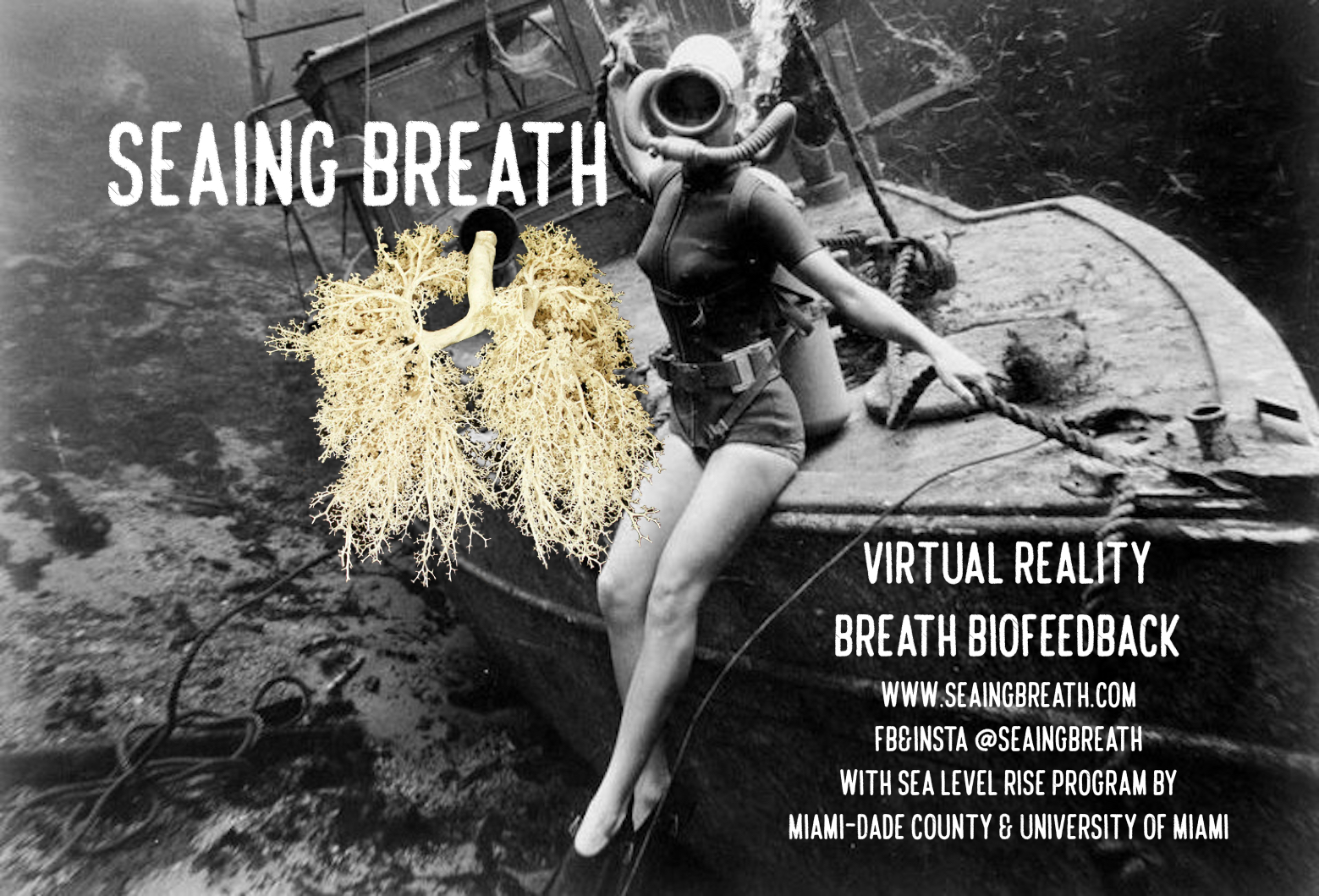 SEAing Breath project poster — a breath-biofeedback virtual reality work on sea-level rise