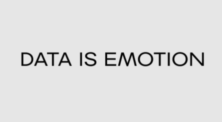 Archival title plate from the 2020 Heaven or Hell proposal reading DATA IS EMOTION
