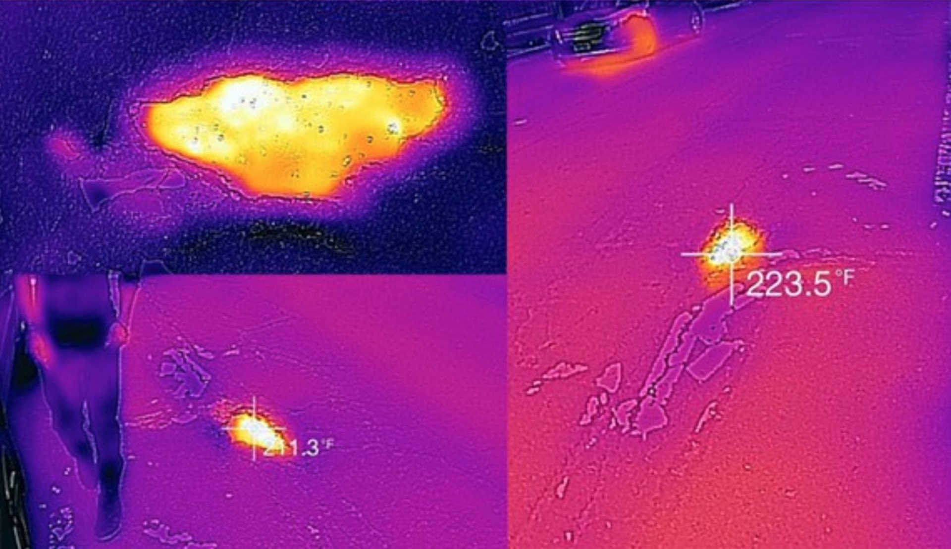 Bronx Bit(e)s / sweet streets, 2015 — thermal-imaging documentation of the heated candy interventions, showing surface temperatures up to 223.5°F
