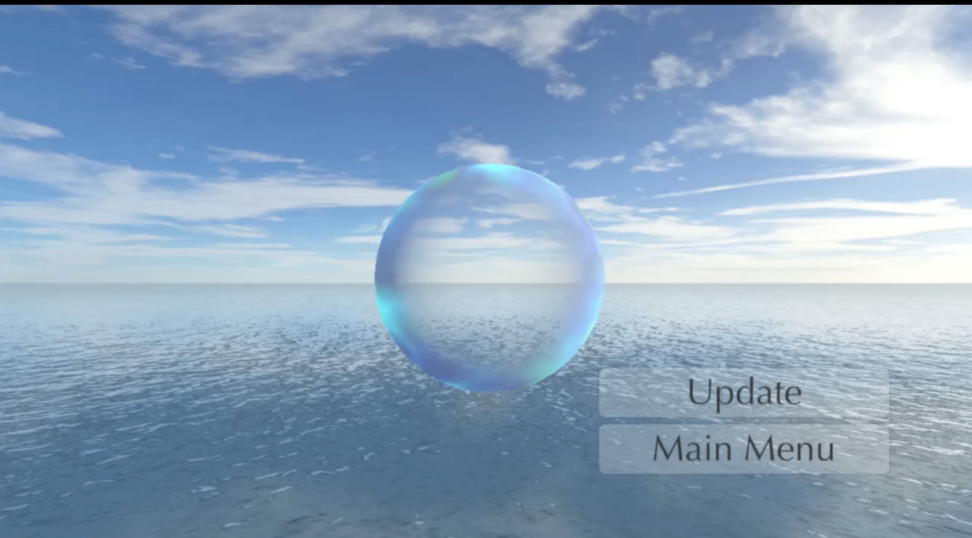 mYndful VR — Heart Orb / Ocean, 2015: a luminous sphere over an ocean horizon responding to cardiac rhythm