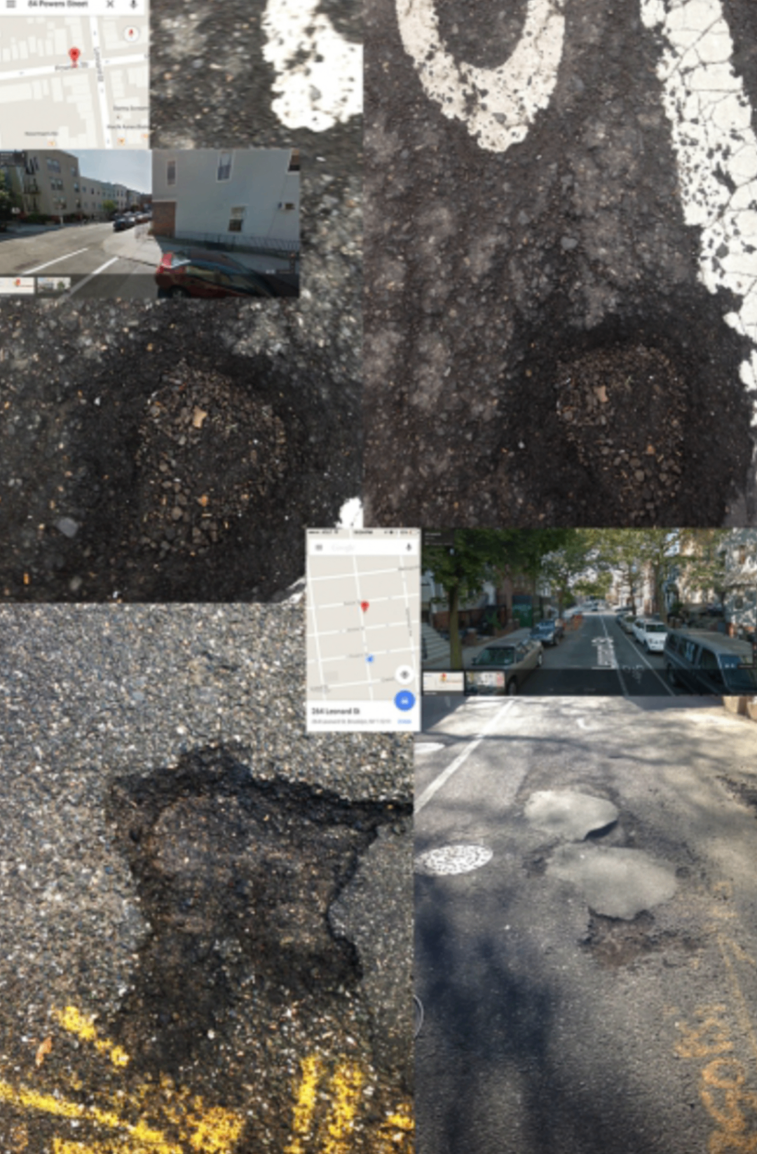 Composite documenting mobile scanning and three-dimensional modelling of potholes