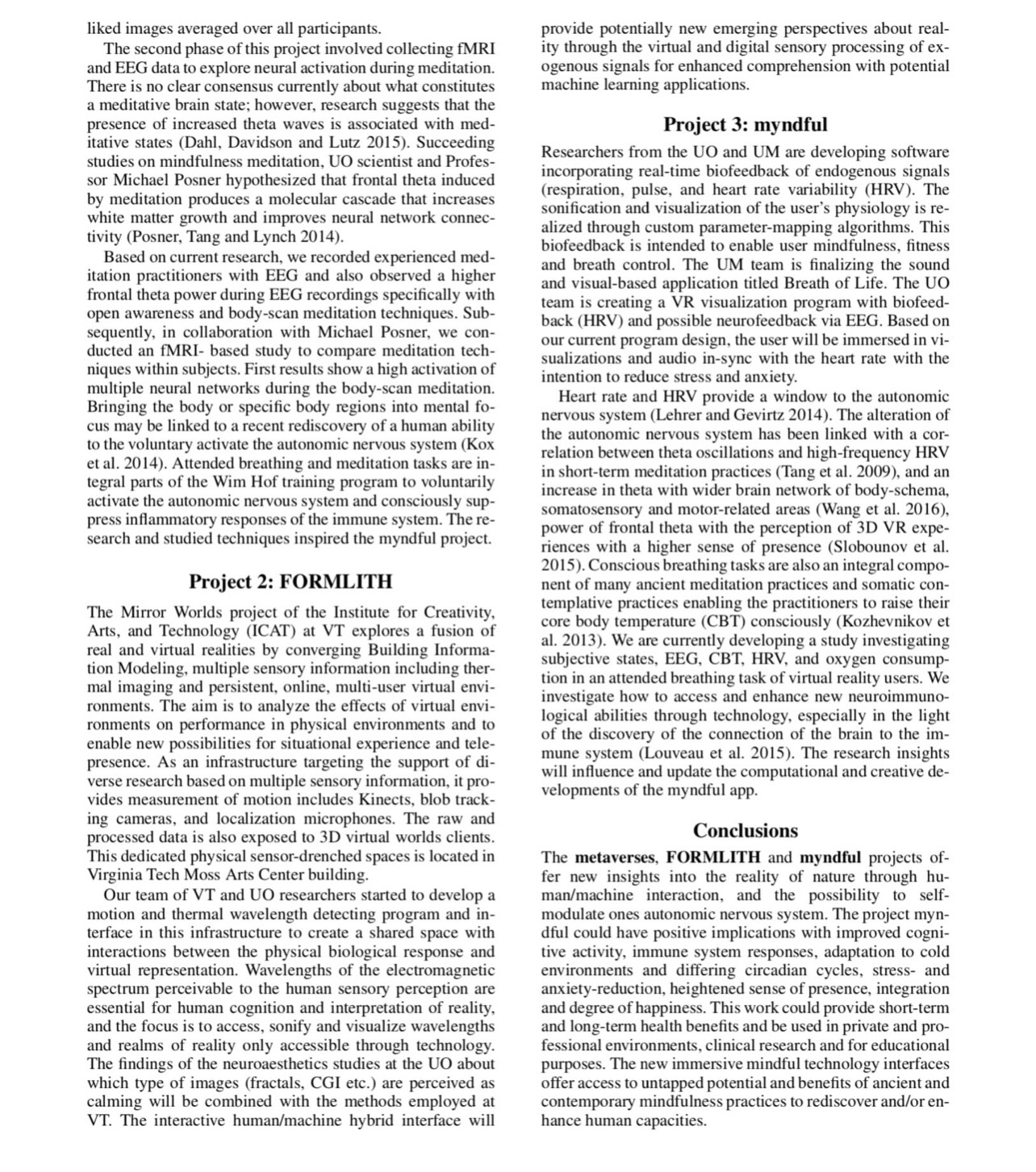 Second page of the 2016 AAAI symposium paper Mindful Technologies