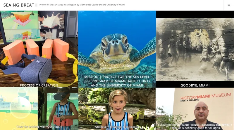 SEAing Breath project-documentation collage: process of creation, project mission, museum activations and participant responses