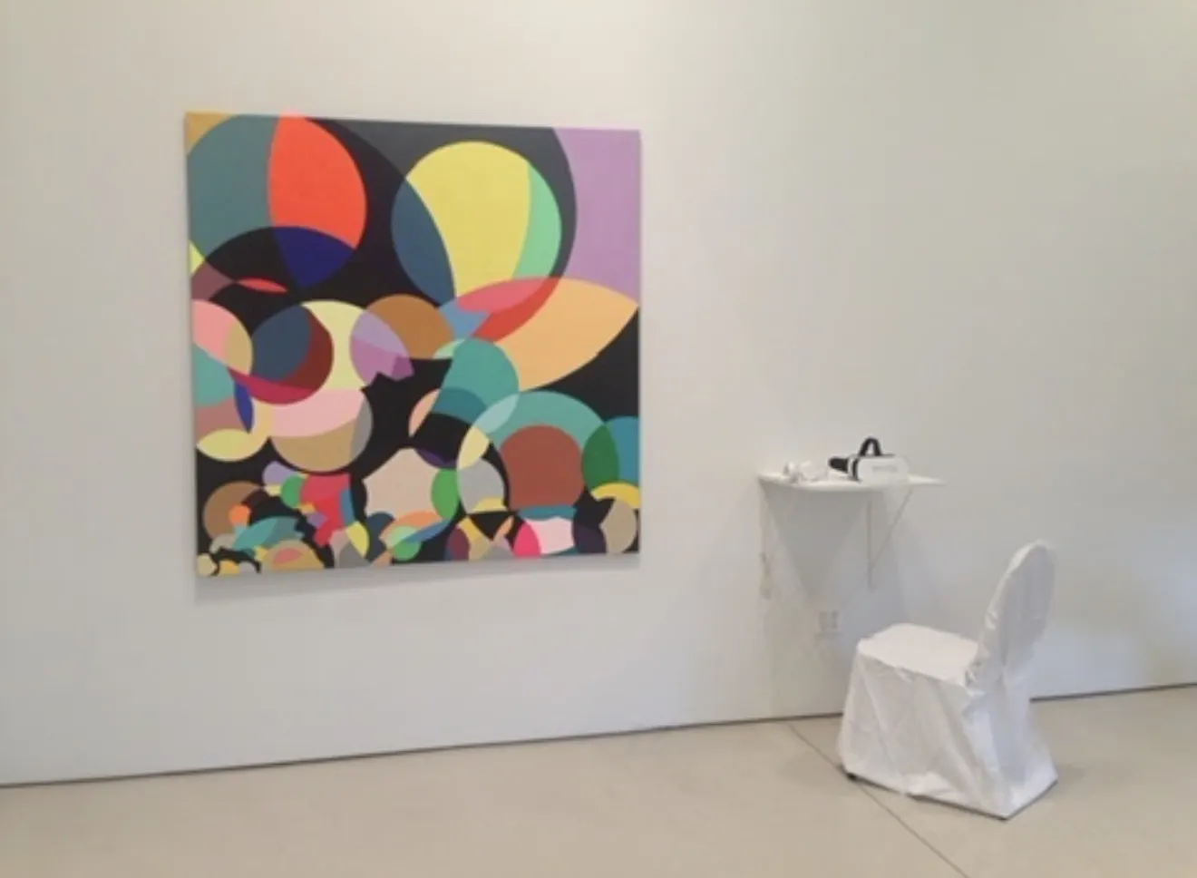 Gallery installation with the mUltiverseS work and mYndful VR equipment.